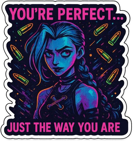 Jinx from Arcane Neon Chaos Composition Sticker (2.75" x 3") in Saudi Arabia