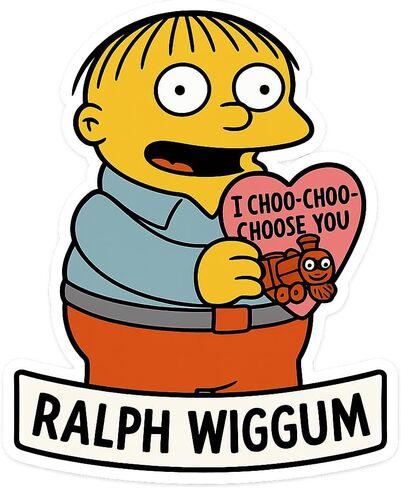 Ralph Wiggum Valentine Classic Gag Scene Sticker (2.75" x 3.25") in Saudi Arabia