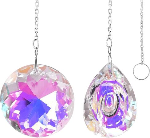 2pcs Hanging Chandelier Crystals Prisms for Window Suncatchers Chandelier Parts Rainbow Maker Pendants,Round & Teardrop Sun Catchers Charm in Kuwait