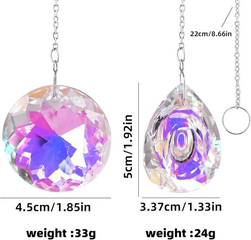 2pcs Hanging Chandelier Crystals Prisms for Window Suncatchers Chandelier Parts Rainbow Maker Pendants,Round & Teardrop Sun Catchers Charm in Kuwait