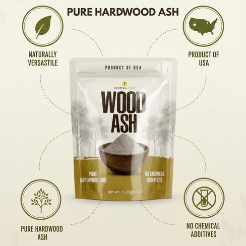Wood Ash - Pure Hardwood Ash Made in USA - Double Sifted for Consistent Quality - No Additives - 2LB Resealable Bag in Saudi Arabia