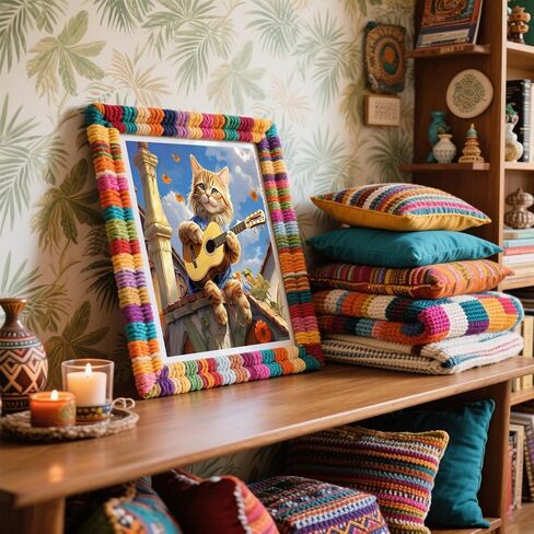 FUKVHIL DIY Painting by Numbers Gift Kits, Cat Playing Guitar on The Roof, Paint by Numbers on Canvas, Unique Ideas and Gifts for Home Decor, 40x50cm, Without Frame in Saudi Arabia