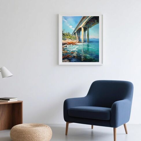 FUKVHIL Paint by Numbers Kit Digital Painting Bridge Sea View DIY Oil Painting Drawing Canvas with Brushes Art Decorations 40x50cm in Saudi Arabia