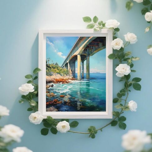 FUKVHIL Paint by Numbers Kit Digital Painting Bridge Sea View DIY Oil Painting Drawing Canvas with Brushes Art Decorations 40x50cm in Saudi Arabia