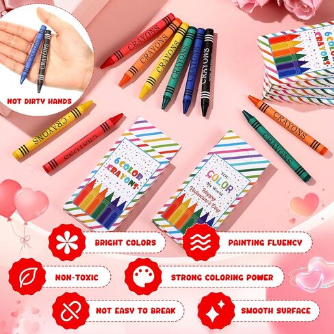 28 Packs Valentines Day Gift Kids 6 Color Crayons Bulk Individual Packs Crayons Assorted Colors Art Set School Supplies Classroom Exchange Gift in Saudi Arabia