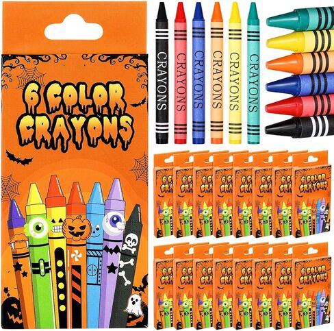28 Packs Valentines Day Gift Kids 6 Color Crayons Bulk Individual Packs Crayons Assorted Colors Art Set School Supplies Classroom Exchange Gift in Saudi Arabia