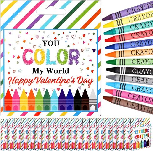28 Packs Valentines Day Gift Kids 6 Color Crayons Bulk Individual Packs Crayons Assorted Colors Art Set School Supplies Classroom Exchange Gift in Saudi Arabia
