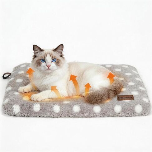 Self Warming Pet Mat for Cats Dogs Rabbits Hamsters Self Heating Thermal Pad for Crates Cages Couches Beds 24" L x 17.7" W with Removable Cover Non-Slip Bottom Indoor Outdoor Grey S in Saudi Arabia