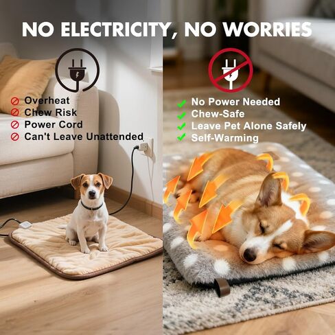 Self Warming Pet Mat for Cats Dogs Rabbits Hamsters Self Heating Thermal Pad for Crates Cages Couches Beds 24" L x 17.7" W with Removable Cover Non-Slip Bottom Indoor Outdoor Grey S in Saudi Arabia