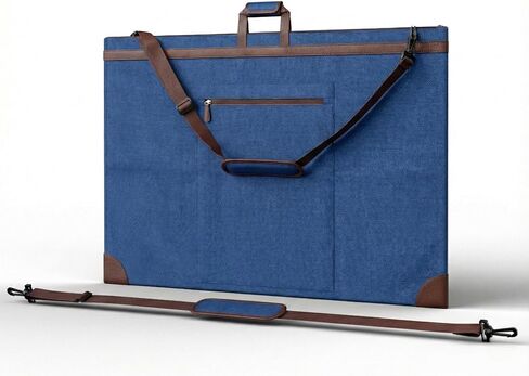 Large 24 x 36 inches Art Portfolio Bag, Fits ARCH D Blueprints, Posters & Art Prints, Waterproof Artist Case with Shoulder Strap, Durable Blue Carrying Tote for Architects, Designers & Students in Kuwait