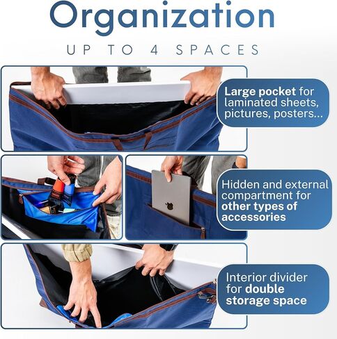 Large 24 x 36 inches Art Portfolio Bag, Fits ARCH D Blueprints, Posters & Art Prints, Waterproof Artist Case with Shoulder Strap, Durable Blue Carrying Tote for Architects, Designers & Students in Kuwait