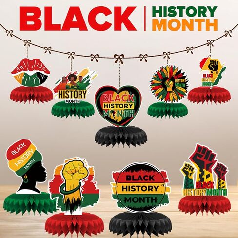 Black History Month Decorations Black History Month Centerpiece for Black History Month Table Party Decorations Black History Honeycomb Centerpiece for Black History Month Decoration, 9Pcs in Saudi Arabia