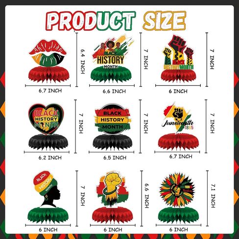 Black History Month Decorations Black History Month Centerpiece for Black History Month Table Party Decorations Black History Honeycomb Centerpiece for Black History Month Decoration, 9Pcs in Saudi Arabia