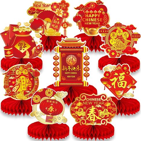 9Pcs Chinese New Year Centerpieces - Chinese New Year Table Centerpieces for Year of The Horse Decorations in Saudi Arabia