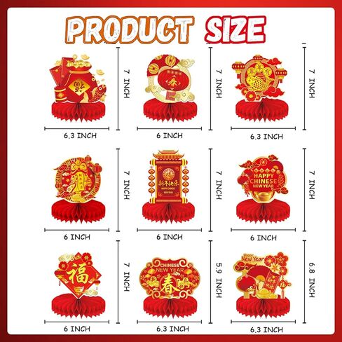 9Pcs Chinese New Year Centerpieces - Chinese New Year Table Centerpieces for Year of The Horse Decorations in Saudi Arabia