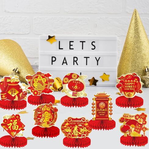 9Pcs Chinese New Year Centerpieces - Chinese New Year Table Centerpieces for Year of The Horse Decorations in Saudi Arabia