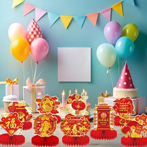 9Pcs Chinese New Year Centerpieces - Chinese New Year Table Centerpieces for Year of The Horse Decorations in Saudi Arabia