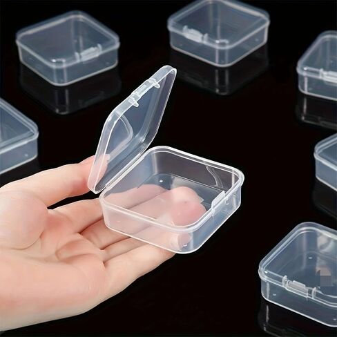 4PCS Plastic Bead Storage Organizer Box with Hinged Lid - Mini Square for Small Items & Craft Projects in Saudi Arabia