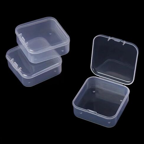 4PCS Plastic Bead Storage Organizer Box with Hinged Lid - Mini Square for Small Items & Craft Projects in Saudi Arabia