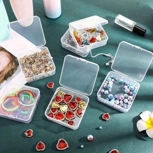4PCS Plastic Bead Storage Organizer Box with Hinged Lid - Mini Square for Small Items & Craft Projects in Saudi Arabia