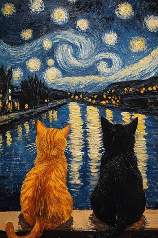 RYMILIE Cat Diamond Painting Kits for Adults-Starry Night Diamond Art Kits for Adults,5D Diamond Painting,DIY Full Drill Diamond Painting Cat Gem Art and Crafts 12x16inch in Kuwait