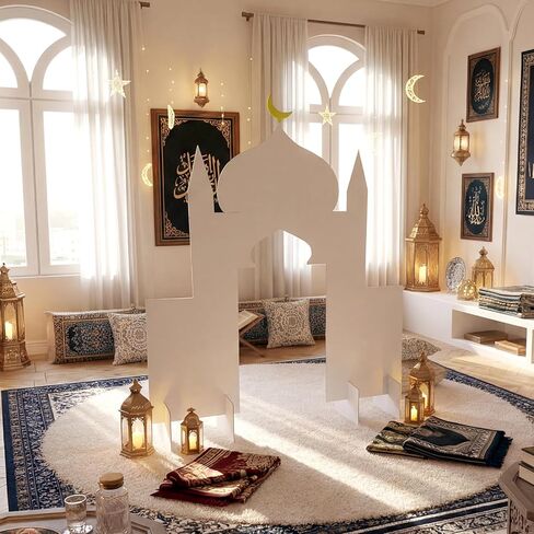 Ramadan Eid Mosque Decorations 59 x 54 Inch DIY Cardboard Mosque Castle for Home Ramadan Playhouse Corner Activities for Islamic Muslim Eid Mubarak Masjid Islamic Art Decor Learning Praying in Kuwait