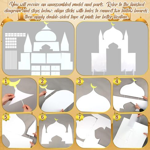 Ramadan Eid Mosque Decorations 59 x 54 Inch DIY Cardboard Mosque Castle for Home Ramadan Playhouse Corner Activities for Islamic Muslim Eid Mubarak Masjid Islamic Art Decor Learning Praying in Kuwait