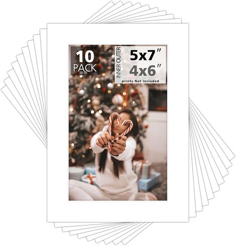 Mat Board Center, 10 Pack 16x20 for 11x14 White Photo Picture Mats - Acid Free, 4-ply Thickness, White Core - for Pictures, Photos, Framing in Kuwait