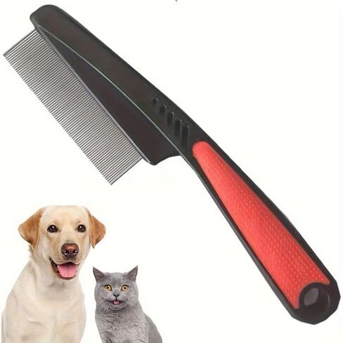 1pc Flea and Tick Comb, Fine Toothed Rubber Handle (black-red) in Saudi Arabia