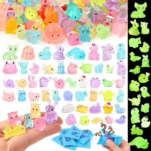 100PCS Mystery Bag Mini Resin Animals Luminous for Crafts Decor Mini Resin Ocean Animals Miniature Ornaments for Micro Landscape Garden Aquarium Dollhouse Party Favors Surprise Gifts for Kids in Saudi Arabia