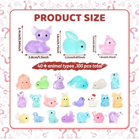 100PCS Mystery Bag Mini Resin Animals Luminous for Crafts Decor Mini Resin Ocean Animals Miniature Ornaments for Micro Landscape Garden Aquarium Dollhouse Party Favors Surprise Gifts for Kids in Saudi Arabia