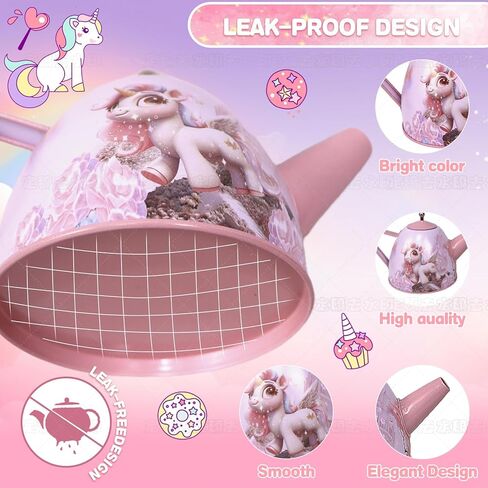 Unicorn Tea Party Set for Girls, Pretend Play Toy with Pink Tin Teapot, 4 Cups & Plates, Portable Carrying Case, Educational Gift for Toddlers Ages 3 4 5 6 7 (Swn) in Saudi Arabia