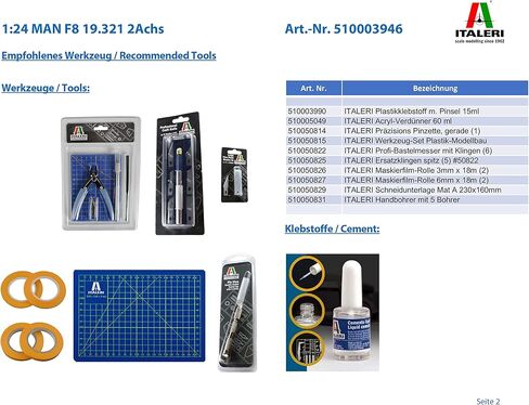 Italeri 3946S Man 1:24 F8 19.321 2 محور، صنع نموذج طبق الأصل المؤمنين، الحرف اليدوية، هواية، الإلتصاق، مجموعة البناء البلاستيكية، التجميع in Kuwait