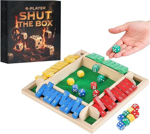 لعبة Shut The Box، لعبة لوح نرد الرياضيات للسفر العائلي في الفصول الدراسية الليلية، طاولة خشبية لعدد 2-4 لاعبين، تعمل على تحسين المهارات الرياضية، للفصل الدراسي، المنزل (رباعي الأضلاع، ملون) in Saudi Arabia