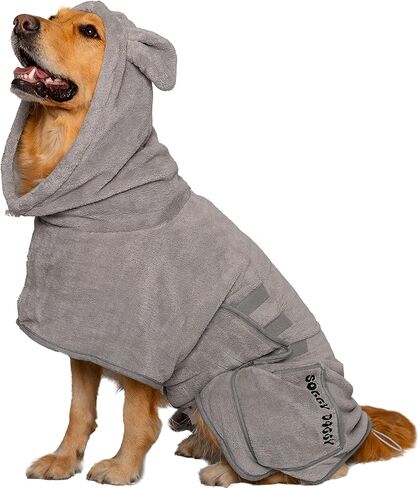 SOGGYDOGGY® US: رداء حمام فاخر للكلاب، مستلزمات حمام للكلاب مصنوعة من الألياف الدقيقة فائقة الامتصاص، سريع الجفاف في دقائق، رداء سميك وناعم - العناية بالحيوانات الأليفة وغسلها ومجفف شعرها - ثوب خلع الملابس لكل المواسم (XL) in Saudi Arabia