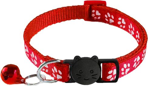 6 Pack Breakaway Cat Collar with Bells, Claw Print Design, Safety Buckle Kitten Collars, 0.4 Inches Width Lightweight, Adjustable 7.5-12.5 Inches Suitable for Girl Boy Cats in Saudi Arabia