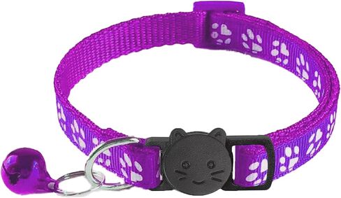 6 Pack Breakaway Cat Collar with Bells, Claw Print Design, Safety Buckle Kitten Collars, 0.4 Inches Width Lightweight, Adjustable 7.5-12.5 Inches Suitable for Girl Boy Cats in Saudi Arabia