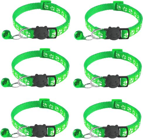 6 Pack Breakaway Cat Collar with Bells, Claw Print Design, Safety Buckle Kitten Collars, 0.4 Inches Width Lightweight, Adjustable 7.5-12.5 Inches Suitable for Girl Boy Cats in Saudi Arabia