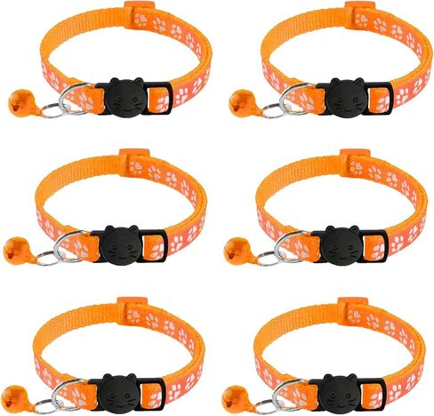6 Pack Breakaway Cat Collar with Bells, Claw Print Design, Safety Buckle Kitten Collars, 0.4 Inches Width Lightweight, Adjustable 7.5-12.5 Inches Suitable for Girl Boy Cats in Saudi Arabia