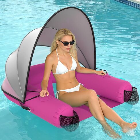Adult Inflatable Pool Floats | UPF50+ & Rain Canopy | 2 Large Drink Holders| Deepened Seat | Inflatable Lounger Float for Swimming Pool/Beach/Lake/Party | Green in Saudi Arabia