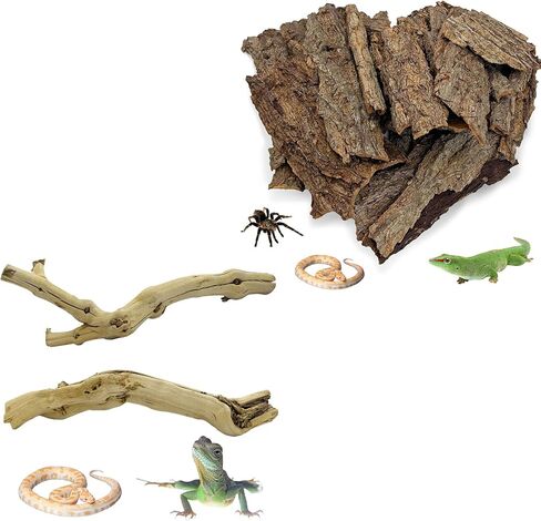Reptile Cork Bark with Reptile Climbing Decor Thick Wood Branches Snake Habitat Decorations Terrarium Wooden Tree Trunk Ornament in Saudi Arabia