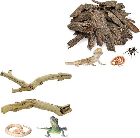 Reptile Cork Bark with Reptile Climbing Decor Thick Wood Branches Snake Habitat Decorations Terrarium Wooden Tree Trunk Ornament in Saudi Arabia