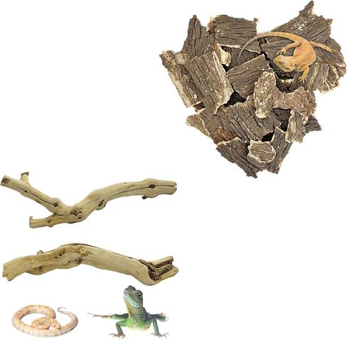 Reptile Cork Bark with Reptile Climbing Decor Thick Wood Branches Snake Habitat Decorations Terrarium Wooden Tree Trunk Ornament in Saudi Arabia