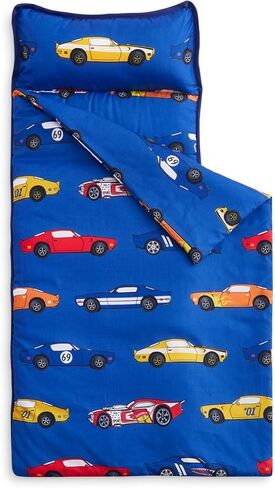 Wake In Cloud - Toddler Nap Mat with Pillow and Blanket, for Kids Boys Ages 3 Plus in Kindergarten Daycare Preschool, Roll Up Sleeping Bag, Race Cars Vehicles in Saudi Arabia