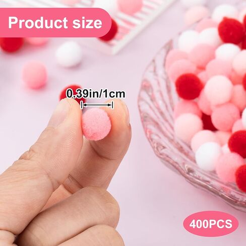 400 قطعة من كرات بوم بوم من ألبينلوكس، كرات بوم بوم لامعة متنوعة، كرات يدوية زغبية، كرات ناعمة متعددة الألوان للحرف الفنية، ديكورات DIY (0.39 بوصة) in Kuwait
