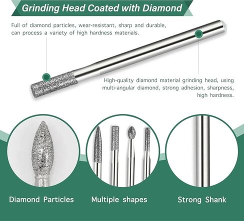 Diamond Grinding Bit Set, 30 Pieces – Assorted 120–150 Grit Rotary Tool Burs for Precision Jewelry Making, Engraving, Carving & DIY Craftwork, 2.35mm Shank in Saudi Arabia