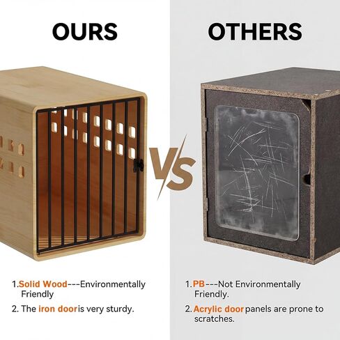 Wooden Furniture Dog Crate for Medium & Small, Solid Wood Puppy Crates for Small Indoor, Decorative Dog Kennel Indoor with Door, Pet House End Table for Bedroom, Living Room, Natural in Kuwait
