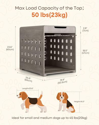 Modern Dog Crate Furniture with Charging Station Medium Kennel Indoor with Flip-up Hidden Acrylic Door for Small and Medium Breeds up to 50lb Wood Pet End Side Table Cage, Oak in Saudi Arabia