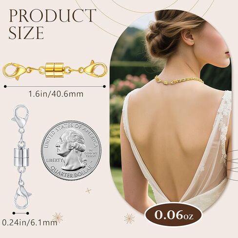 14 Pack Double Magnetic Necklace Clasps and Closures with Lobster Clasp, 18K Gold and Silver Plated Jewelry Clasps Converters, Suitable for Bracelet Necklaces Anklet Chains, Gold&Silver in Saudi Arabia