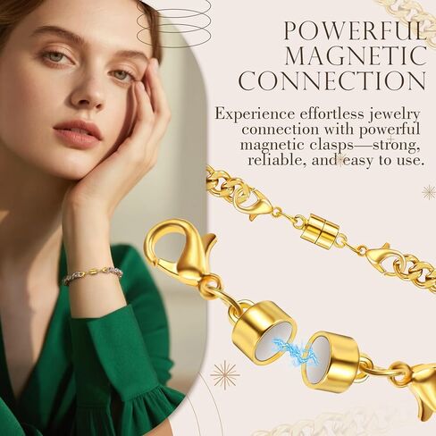 14 Pack Double Magnetic Necklace Clasps and Closures with Lobster Clasp, 18K Gold and Silver Plated Jewelry Clasps Converters, Suitable for Bracelet Necklaces Anklet Chains, Gold&Silver in Saudi Arabia